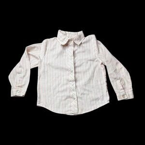 Lucky Girl 70s Vintage Striped Cream Button Up Shirt No Sz